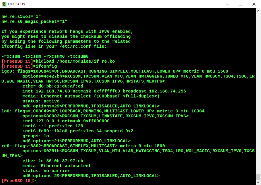 FreeBSD Realtek RTL8127
